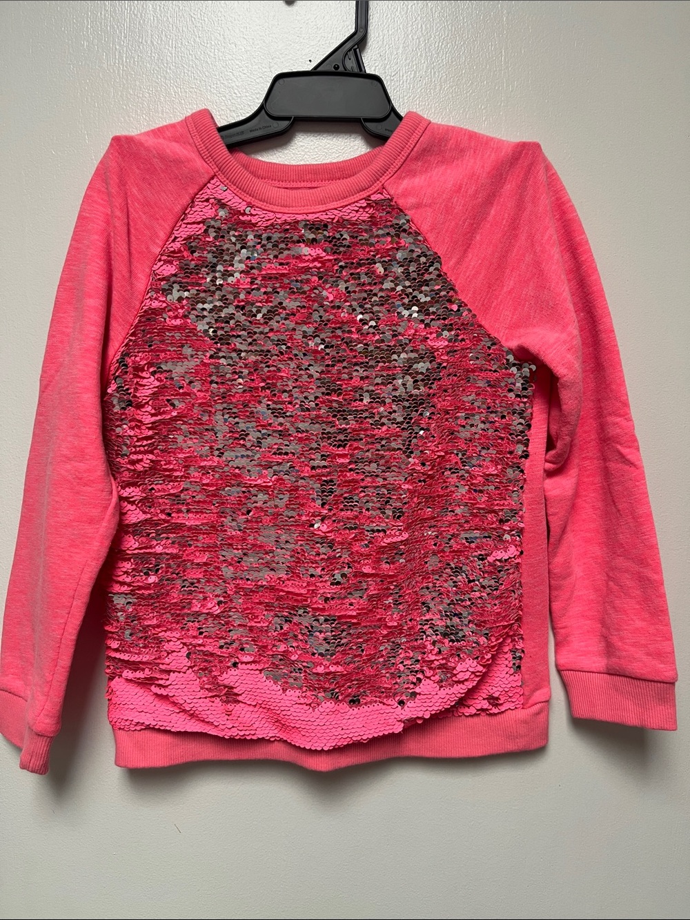 Cat & Jack Hot Pink Reversible Sequin Raglan Sweatshirt